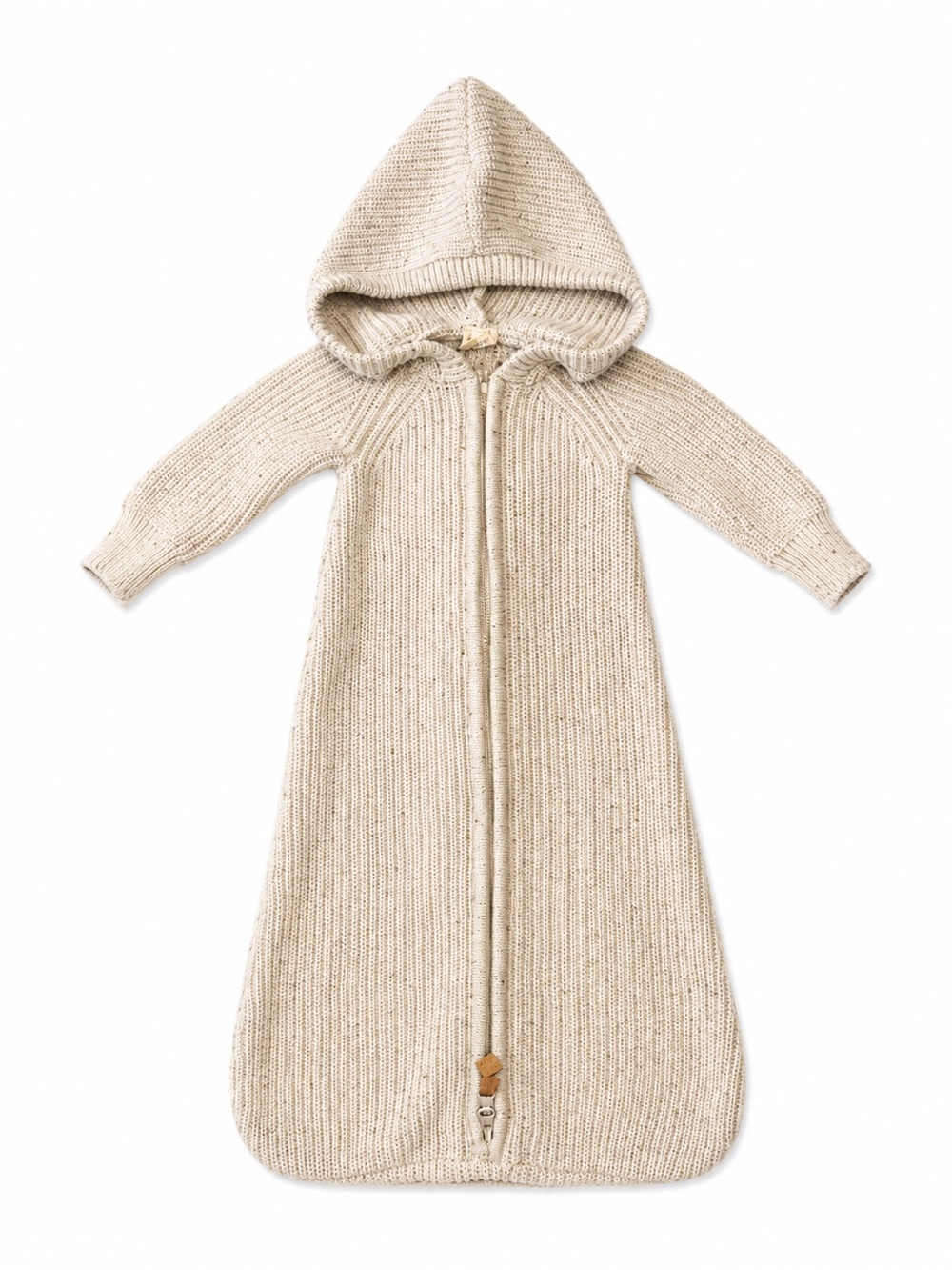 Goumi Baby Newborn Organic Cotton Knit Hooded Bunting Bag Cream